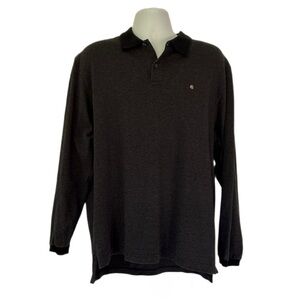 Vintage Chaps Ralph Lauren Long Sleeve Gray Polo - Shirt Size - XL
